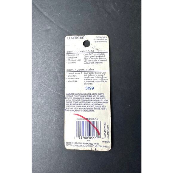 Covergirl Continuous Color Long Wearing Lipstick TICKLED PINK 450 discontinued - Picture 4 of 6